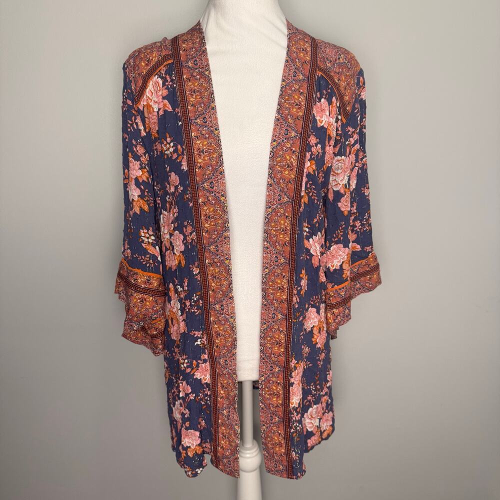 Matilda Jane Just Imagine Olivia Floral Kimono XS/Small blue pink boho festival
